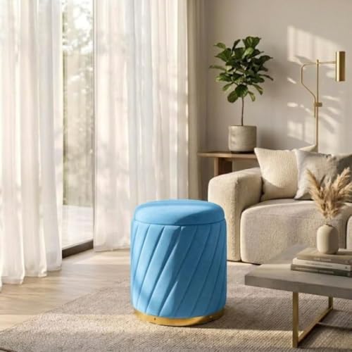 Image of Mythic ArtsRound Upholstered Sitting Stool & Footrest Velvet Storage Ottoman Pouffe13 X 13X 16 inch | Versatile Puffy for Living Room, Bedroom, and Office ? Chic Home Furnishings & Dcor RED