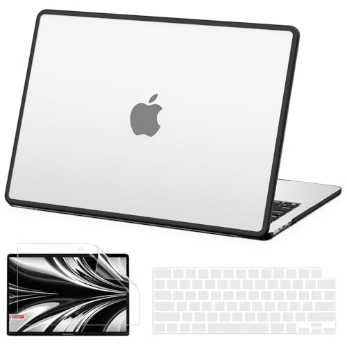 Image of AKIT Case for MacBook Air 15 Inch M5 M4 M3 M2 Chip 2026-2023, Clear | A3448 A3241 A3114 A2941,3 in 1 Kit,[Anti-Cracking] Scratches&Fingerprints Resistant TPU Bumper Shell,Work,Study,Vacation