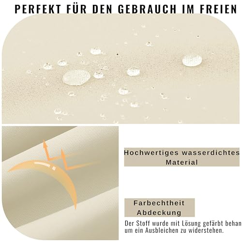 PRIMEPATIO Stuhlkissen für den Außenbereich 2er-Set, wasserdichte Sitzkissen für den Außenbereich, farbechte Terrassenstuhlkissen mit Bändern, Terrassenmöbel, Gartensofa, 50x50cm, Creme