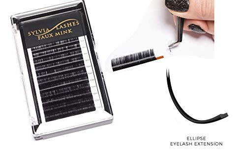 Classic and Volume Eyelash Extensions Faux Mink Thickness Curl Mixed Tray Cruelty-free Volume Faux Mink Eyelash Extensions 12 rows for Salon Use - by Sylvia Lashes (0.05D MIX)