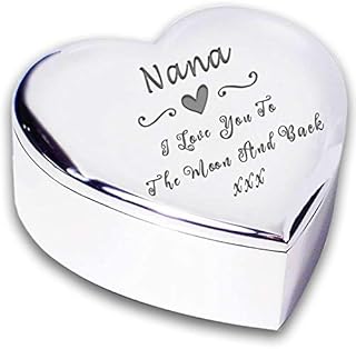 NANA I LOVE YOU TO THE MOON & BACK Silver finish TRINKET BOX Gift Presents Ideas for my Nanas Birthday Christmas Mothers Day Xmas Present Gifts