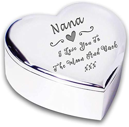 NANA I LOVE YOU TO THE MOON & BACK Silver finish TRINKET BOX Gift Presents Ideas for my Nanas Birthday Christmas Mothers Day Xmas Present Gifts