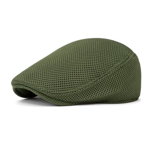 Image of meioro Men's Mesh Flat Cap Summer Breathable Newsboy Hats Beret Ivy Cap Gatsby Irish Cabbie Driving Hat Full Head Wrap