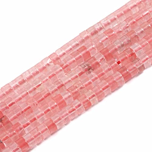 1 hebra 4x2mm perlas de piedras preciosas naturales perlas Heishi, cilindro plano plano redondo sin teñir perlas de piedra para pulsera pendientes fabricación de joyas, sandía roja