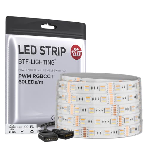 BTF-LIGHTING RGBCCT LED Strip UL Listed 16.4ft 60LED/m 300LED DC12V IP67