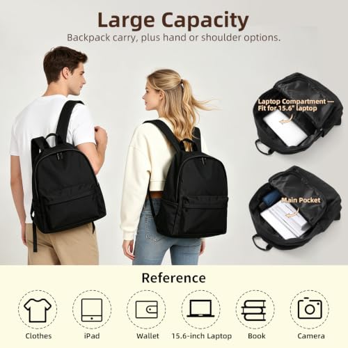 Image of Zicac Canvas Backpack, Classic Basic Daypack, Lightweight Casual Travel Daypack Satchel Backpack Unisex