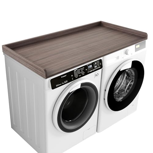 Kaboon Washer Dryer Countertop, Melamine Countertop with Edge Rails - 27.5" Depth x 54" Width Laundry Room Organization, Eucalyptus