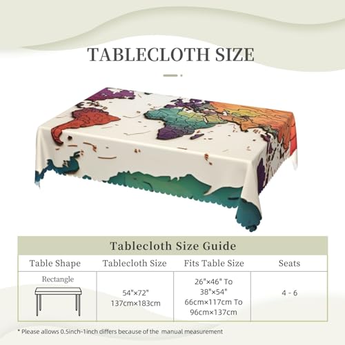 Nappe rectangulaire carte du monde imperméable table de cuisine - 6