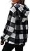 ROFUSSO Damen Teddy Fleece Hoodie Jacke Winter Warm Kariert Fleecejacke Stilvoller ReißVerschluss Plüschjacke Langarm Teddy Mantel Kapuzenjacke mit Taschen(Schwarz,XL)