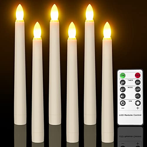Bougies à LED, PChero 6pcs à Piles LED Minuterie de Chandelle sans Flamme Bougies Batterie Incluse, avec Télécommande pour la Fête, Mariage, Anniversaire, Décorations de Festival - [Blanc Chaud]
