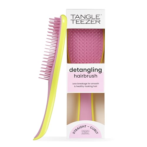 Tangle Teezer Ultimate Detangler Hairbrush - Cepillo Desenredante para Pelo Seco y Mojado - Apto para Todo Tipo de Cabello - Púas de Doble Altura para Menos Rotura y Sin Nudos - Amarillo y Rosa