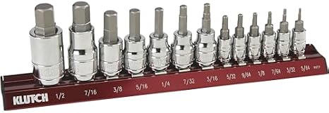 Klutch SAE Hex Bit Socket Set - 13-Pc.