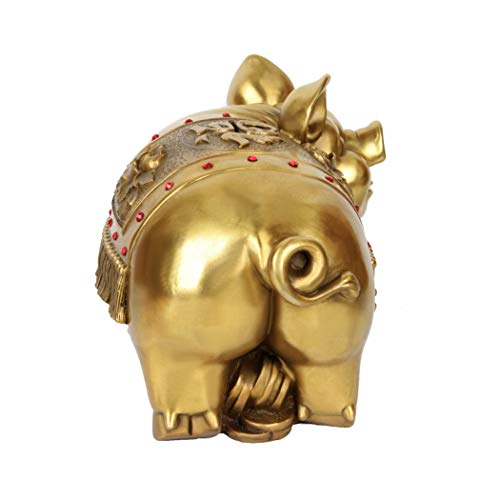 Brasstar Brass Feng Shui Money Happy Pig Statue 4.7”(L) Attract Wealth Chinese Zodiac Sculpture Home Decoration Collectible Ptzy039 #TOP3