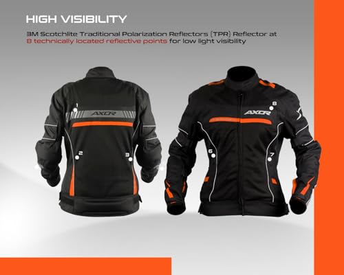 Image of Axor Diva Riding Jacket MaxTec 600-D Textile for Women equipped with -Tech C.E. level 2 protectors at the elbows /shoulders /back and high tenacity mesh fabric for maximum ventilation-Black Orange-S