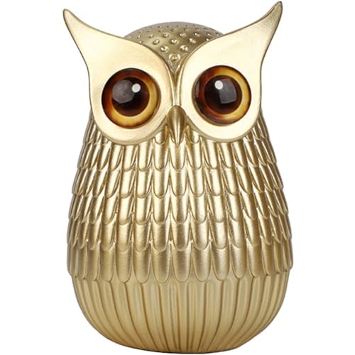 Décoration de bureau dorée et statue de hibou pour intérieur rétro