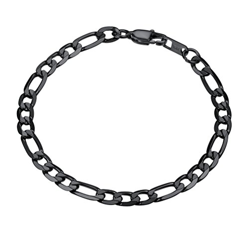 PROSTEEL Herren Armband glänzend Edelstahl Figarokette Armband Gold/Silber/Schwarz 3+1 Glieder Link Kettenarmband Armkette Armreif 6mm/9mm/13mm breit