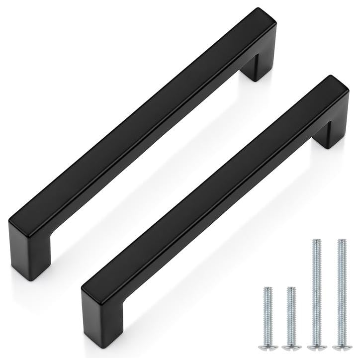 Probrico 25 Pack| Black Cabinet Handles 5 Inch(128mm) Hole Centers ...