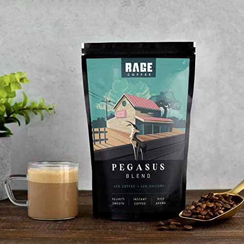Image of Rage Coffee Pegasus Blend | Instant Coffee | Strong and Delicious | 60% Coffee, 40% Chicory | Velvety Smooth | 200gms Instant Coffee Pouch | Hot or Cold Coffee