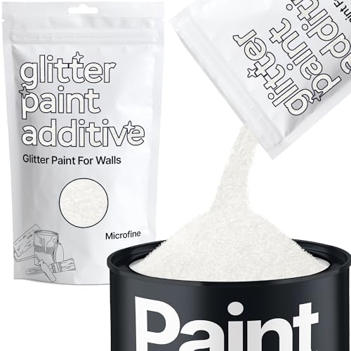 Hemway Glitter Paint Additive Crystals for Acrylic Emulsion Paint, Interior & Exterior Walls, Wood, Varnish, Matt, Gloss, Furniture 100g / 3.5oz - Microfine (1/256" 0.004" 0.1mm) - White Iridescent