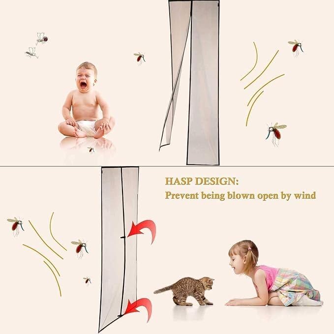 Image of Magnetic Mosquito Door Net for Home 6.8ft x 3.2ft | Heavy Duty Fine Mesh Screen with Automatic Magnetic Closure | Hands-Free Entry | Washable Insect Protection Door Curtain
