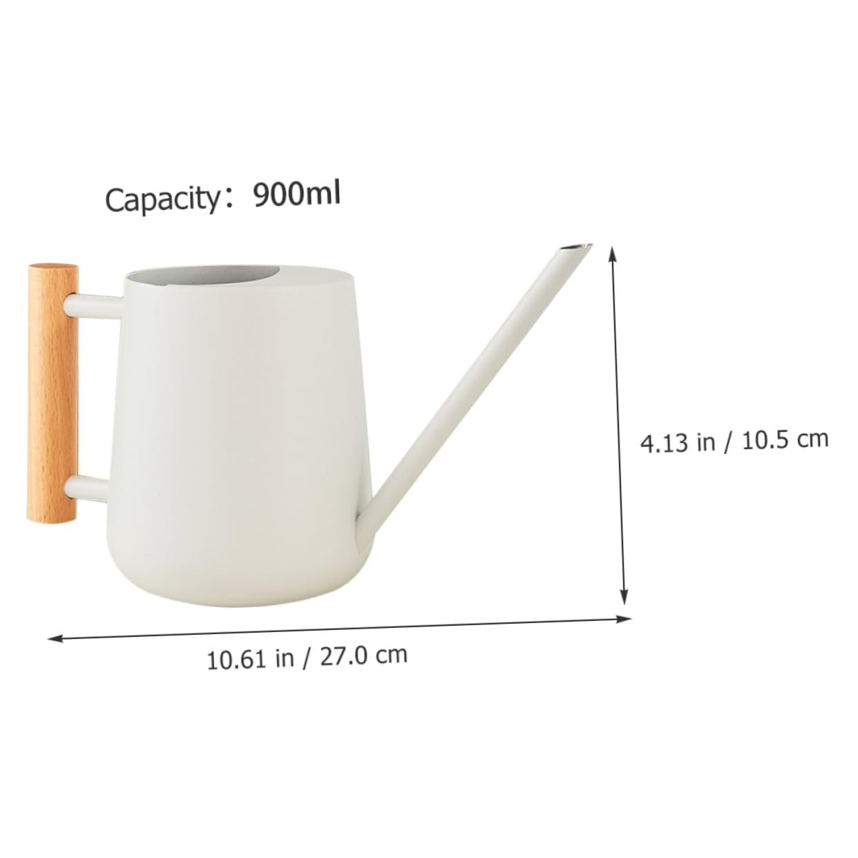 VANZACK Annaffiatoio in Ferro 900ml Becco, Impugnatura Ergonomica in Legno, Facile da Riempire, per Piante da Interno e Balcone
