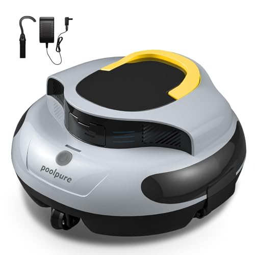 POOLPURE Poolroboter, 5000mah-Akku, 120min Leistungsstarke Reinigung, Kabelloser Poolsauger Akku, Automatisches Parken, LED-Anzeigen, IPX8 Wasserdicht, Ideal für Pools 90 m²