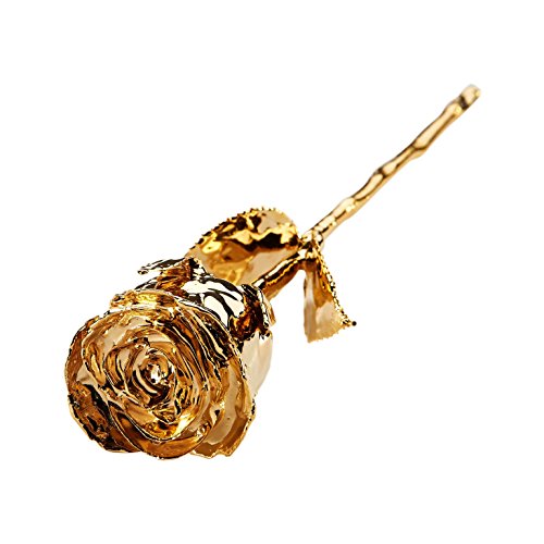 Premium 24K Gold Plated Real Rose By Romantic Gifts – Luxurious 27cm Gold Dipped Hand-Picked Rose, Deluxe Wooden Box PLUS Personalized Inscription, Ideal Valentine’s Day, Anniversary Gift