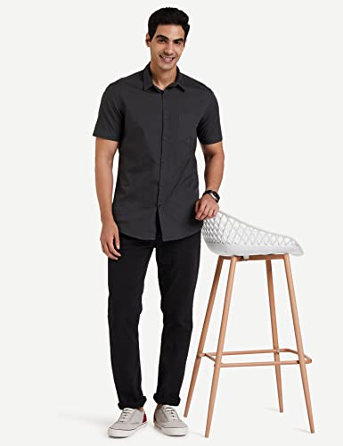 Image of Amazon Brand - Symbol Men's Cotton Shirt | Casual | Plain | Half Sleeve | Summer - Regular Fit (Available in Plus Sizes)