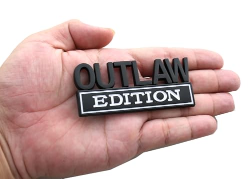 Image of 2PCS Outlaw Edition Emblems, 3D Badge Car Sticker with 3M Strong Adhesive, Fender Replacement for F150 F250 F350 Chevy Silverado 1500 2500 Chevrolet C10 C15 (White)