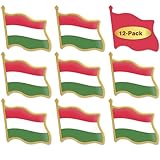 12/Pcs Hungary Flag Lapel Pins Bulk - Metal Hungarian National Lapel Pin Brooch Badge Souvenir for Men Women Clothes Bags Hats