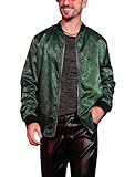 OLEMEK Men's Bomber Jacket Long Sleeve Zipper Paisley Floral Jacket Lightweight Casual Windbreaker Night Party Nightclub Jackets Dark Green XL