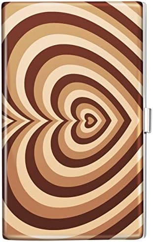 Swooflia Business Card Holder Case Wallet for Women Metal Love Heart Coffee Latte Slim Pocket Purse Square Card Cases Cute Gifts For Realtors Real Estate Agents