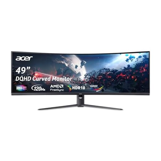Acer Nitro 49” Gaming Monitor | UltraWide DQHD 5120 x 1440 | 1000R 32:9 Curved | AMD FreeSync | Up to 120Hz Refresh Rate | 3ms (G to G) | 1 x Display Port 1.4 & 2 x HDMI 2.0 Ports | EI491CUR J0biiphx