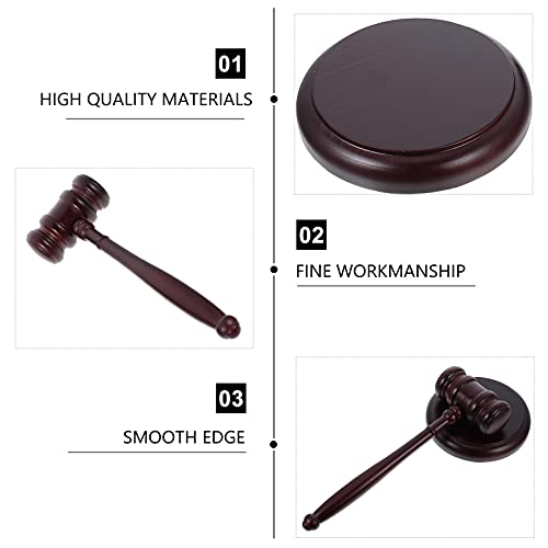 Kisangel Gavel And Block Set Wood Hammer Sound Block Wooden Mallet Justice Costume Dress Up Accessory For Lawyer Meeting Auction Sale Graduation Birthday Cosplay Party Favor #TOP2