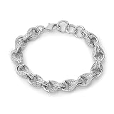 12mm Silver 3D Tulip Bracelet- Premium Silver Plated Jewellery - Luxury Finish and Detailing - Elegant Bracelet for Women & Men (8-9 Inches) - Bling King London