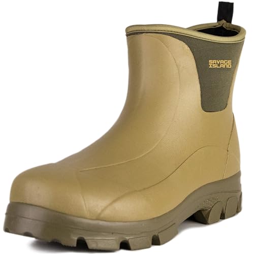 Savage Island Women's Harris Short Ankle Rubber Neoprene Lined Ladies Wellington Boots - Green UK7 - 2