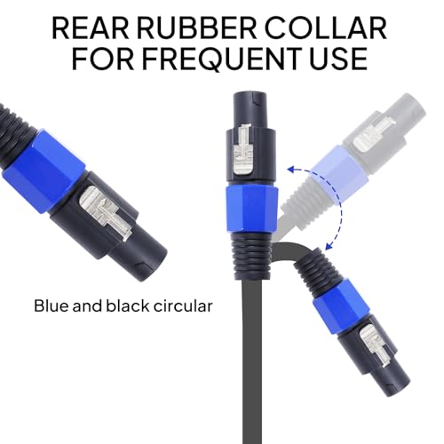 Image of 2 Conductor Speakon Cables 20 Feet 2 Pack | SpeakON to Speakon Male Speaker Twist Lock Plug Cable for Stage DJ, PA, Mixer, Home Audio, Compatible NL2 Series Port