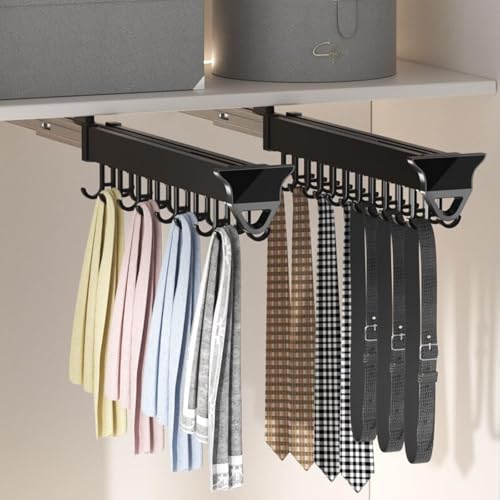 Percha ajustable para cinturón, bufanda, estante de aluminio extraíble para corbatas y solución de almacenamiento de ollas para gabinetes