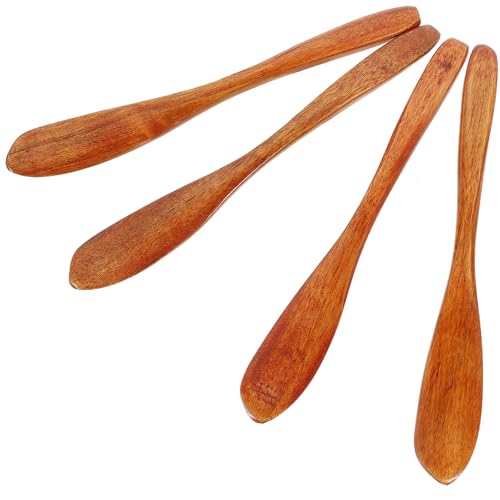 GRIRIW 4 Espátulas de Mantequilla de Madera de Nanmu Untador y Esparcidor de Mermelada y Queso Juego de 4 Piezas Color Laca Utensilios Ecológicos para Desayuno y Cocina