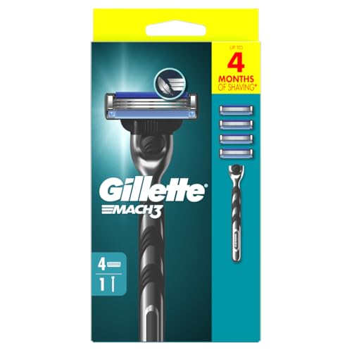 Gillette Mach3 Razor for Men 1 Gillette Razor Handle 4 Razor Blade Refills
