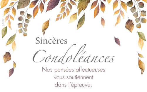 Sincères Condoléances Set of 5 Identical Cards + 5 White Envelopes 9 x 14 cm C5260 Affectionate Thoughts Courage Support Evidence Death Grief Fall Leaves Tree Pouch Made in France - Image 2