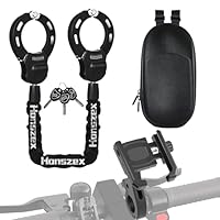 Honszex Schloss für E Scooter, E Scooter Schloss mit Tasche, E Roller Schloß Hohe Sicherheit mit Handyhalterung und Wasserdichter Tasche, Zubehör für Elektroroller und Elektrofahrräder