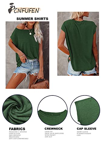 Image of CNFUFEN Short /Long Sleeve T Shirts for Women Fashion Casual Summer Lightweight Solid Trendy Tops