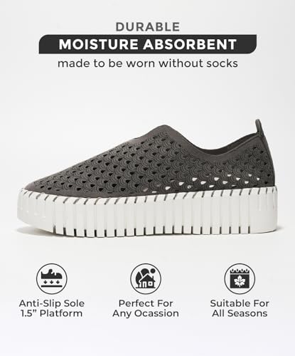 Project Cloud Platform Loafers for Women - Lightweight Spring Shoes for Women - Slip-On Casual Shoes - Non Slip Fashion Sneakers - Leather Insole Womens Footwear (Daffodil, Grey, 6)2