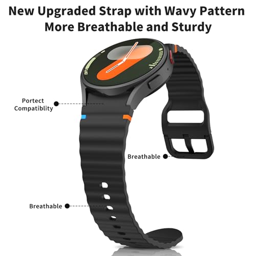 Image of Tobfit Silicone Bands for Samsung Galaxy Watch 7 Strap 40mm 44mm Women Men, 20mm Adjustable Sports Replacement Strap for Galaxy Watch 7 /FE /6 /6 Classic /5 /5 Pro /4 /4 Classic