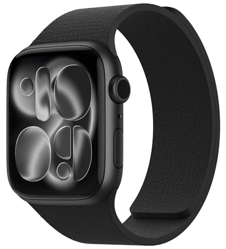 Magnetic Silicone Band Compatible with Apple Watch Band Ultra 3/2/1 & SE 3/2/1 & Series 11 10 9 8 7 6 5 4 3 49mm 46mm 45mm 44mm Strong Magnetic Clasp Waterproof & Adjustable (Black)