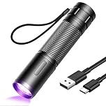GEARLITE Rechargeable LED UV Black Light Torch, Lightweight Mini UV Lamp, Ultraviolet Light with 395 nm Robust Waterproof for Amber Search, Geocaching, Pet Urine Detectors, Fake Banknotes