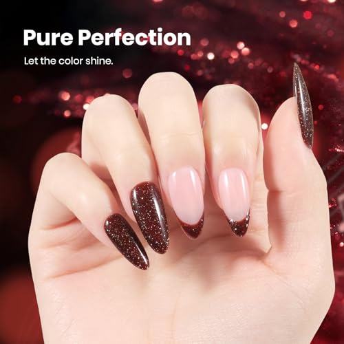 Image of Beetles Glitter Gel Nail Polish - 15ml Stay Shining Hazelnut Brownie Gel Polish Holographic Glitter Nail Art Uv Led Home Salon Long-Lasting Soak-Off Gel Gift for Women