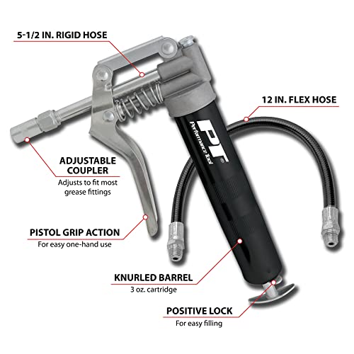 Performance Tool W54198 3Oz Grease Gun W/ Flex Hose #TOP1