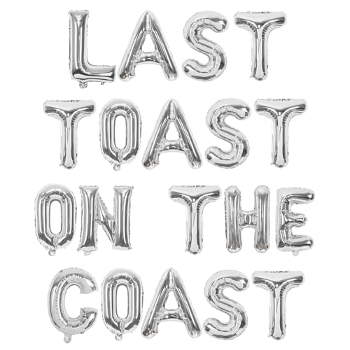 Image of Last Toast On The Coast Bachelorette Party Decor Sliver Last Toast On the Coast Balloon Banner Diamond Ring Champagne Balloon Beach Bachelorette Decor for Nautical Coastal Summer Pool Party